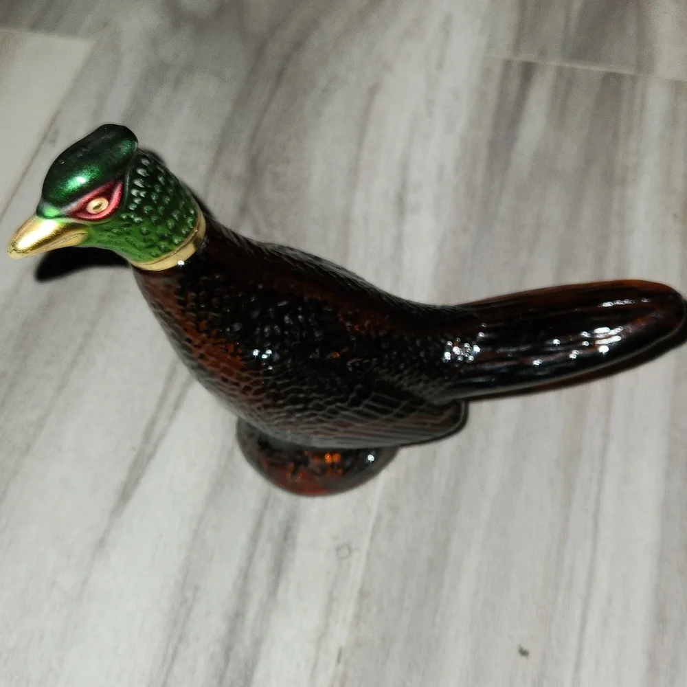 Vintage Glass Bird Figurines - Black and Green Avon Decanter